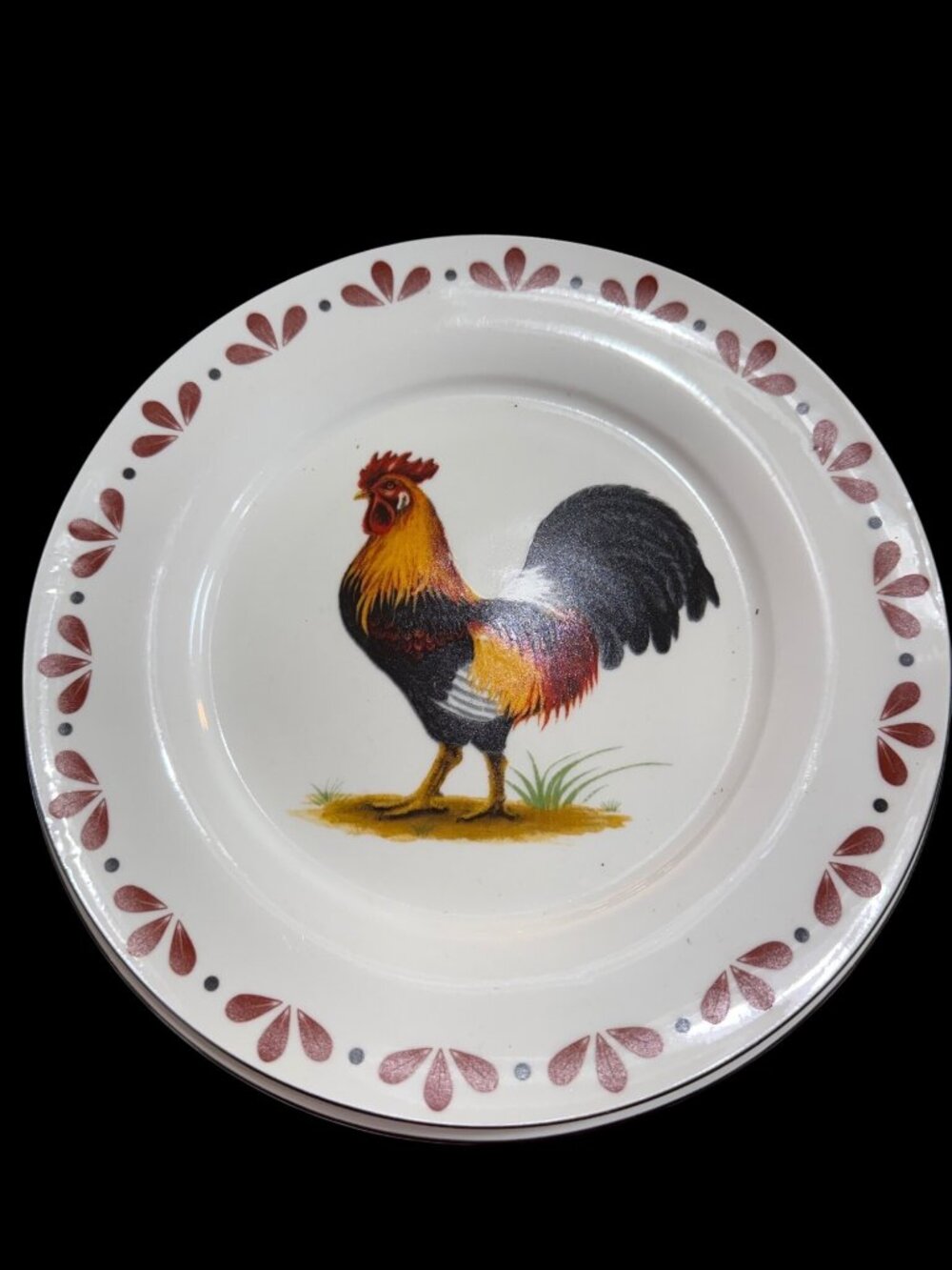 4 Vintage Todays Home Rooster-Ceramic Dinner Plates NOS Rustic Country Farmhouse